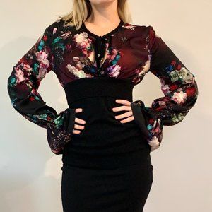 JUST Cavalli Flared Sleeves Blouse in Floral Print